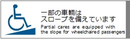 すべての車輛がスロープを備えています / All cars are equipped with the slope for wheelchaired passengers.